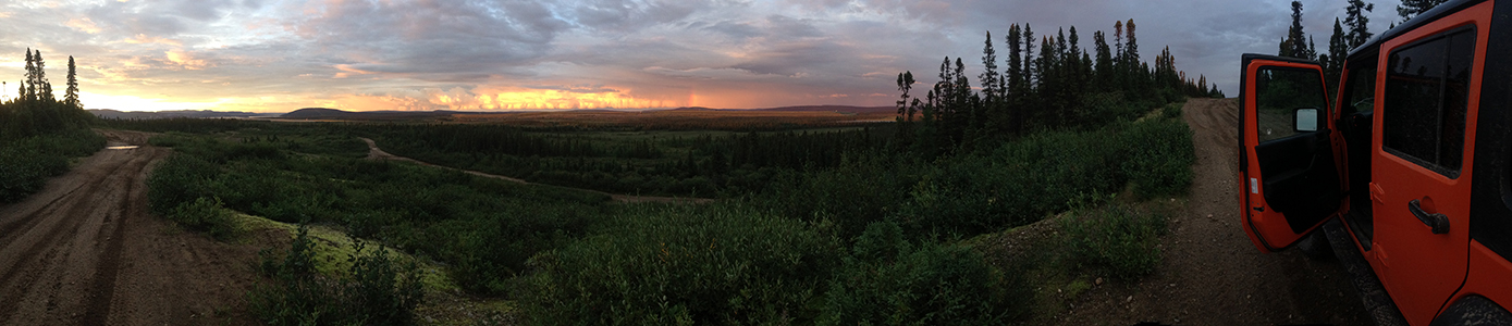 Geocaching Labrador West at Sunset (panorama)
